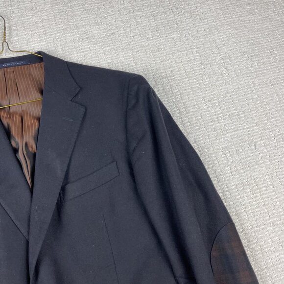 Pal Zileri Italy Made Blazer Men 54R Black Wool / Cashmere Elbow patch Read* - Picture 4 of 16